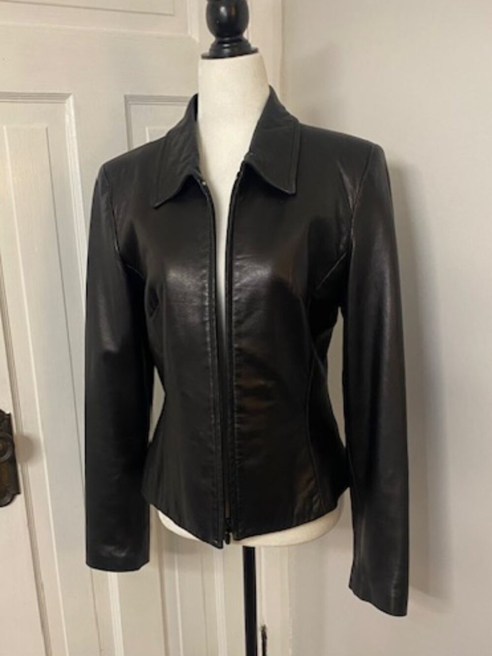 Vintage Danier Leather Jacket Black Fitted Small Moto